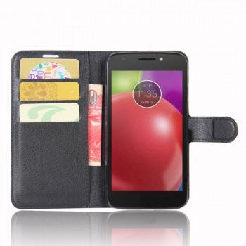 Dirbtinos odos atverčiamas dėklas juodas (MOTO E4)